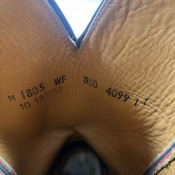 Lucchese Smooth Ostrich Red Brown Leather Square Toe Cowboy Boots M1805 Mens 8.5 - Picture 10 of 12